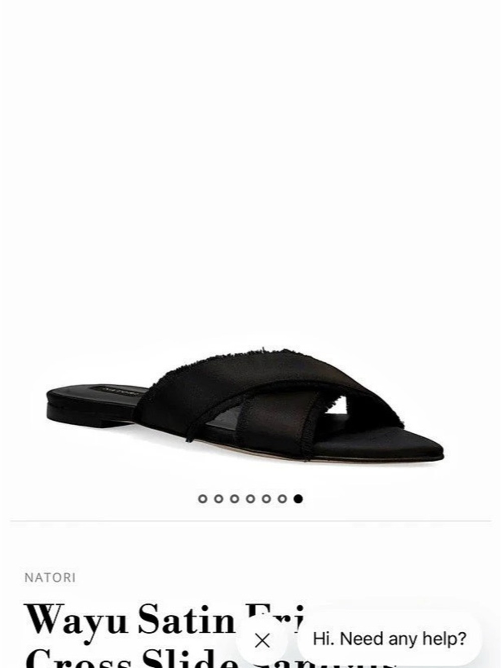 Natori Wayu Satin Fringe Cross Slide Sandals Black